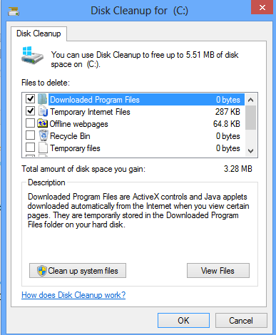 limpeza de disco do Windows 8