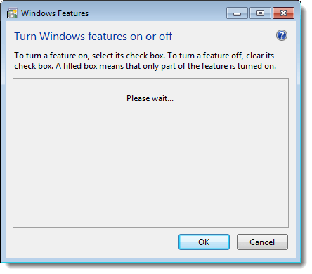 Aguardando a lista de recursos do Windows no Windows 7