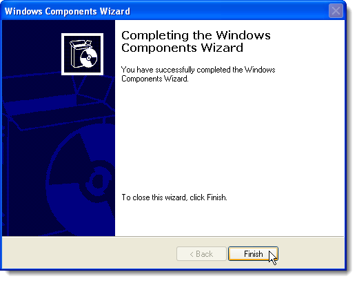 Concluindo o Assistente de Componentes do Windows
