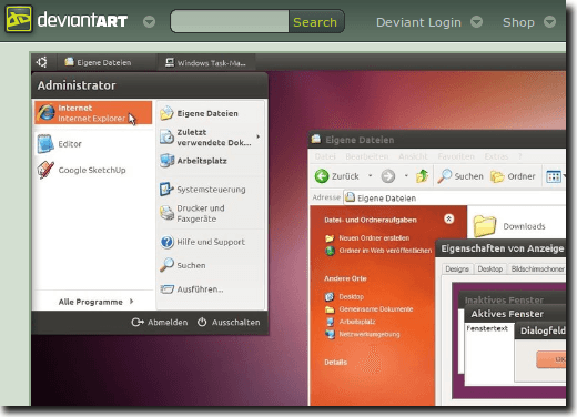 Página do Ubuntu Light Theme Deviantart