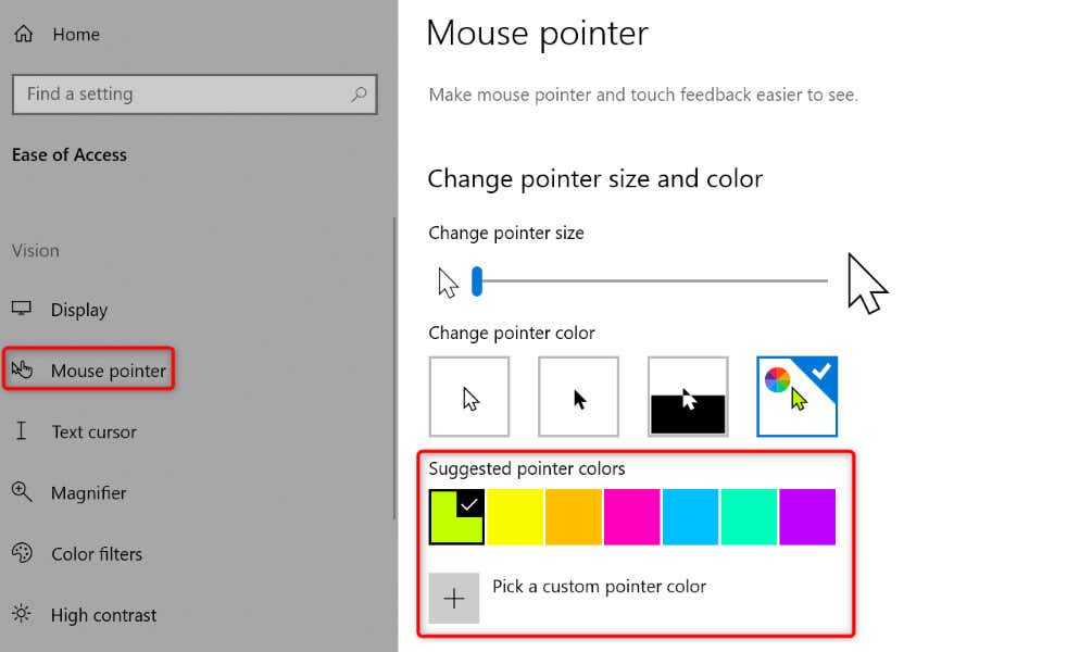 Altere a cor do seu cursor na imagem 2 do Windows