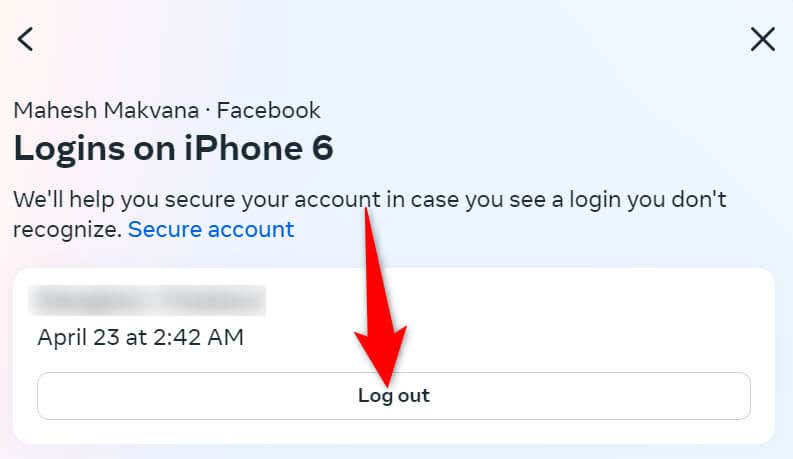 Use o site para desktop do Facebook para sair da sua conta no seu telefone imagem