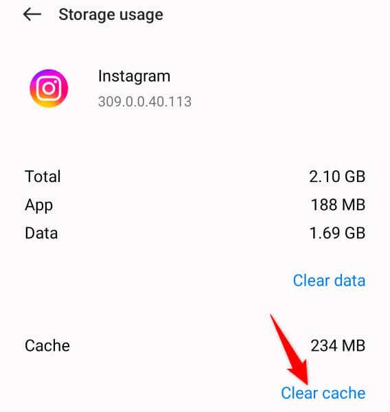 Limpe o cache de aplicativos do Instagram na imagem do Android