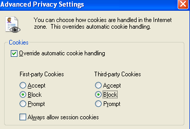 desativar cookies