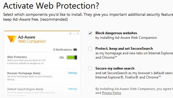 proteção da Web com reconhecimento de anúncios