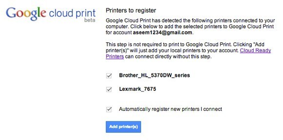 Adicionar impressoras chrome