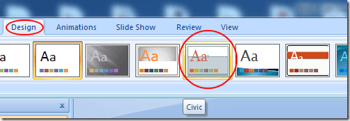 Apply the Civic Theme to a PowerPoint Presentation
