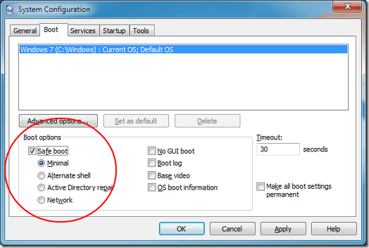Windows 7 Safe Mode Boot Options