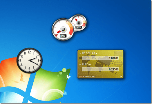 Gadgets Floating on the Windows 7 Desktop