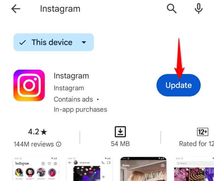 Instalar atualizações pendentes do Instagram no seu iPhone ou telefone Android imagem