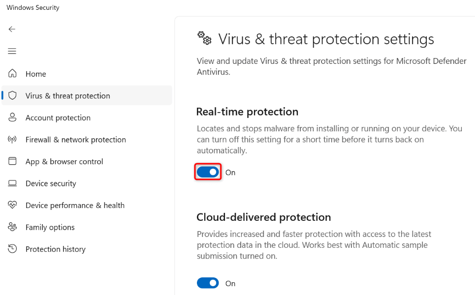 Desativando a proteção em tempo real no Windows