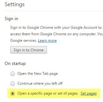 home pages do Chrome